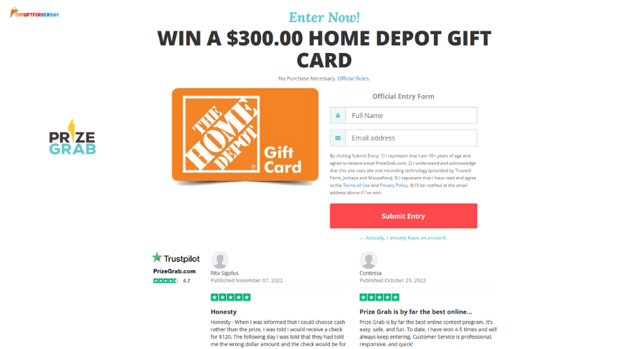 Get Free $300 Home Depot Gift Card