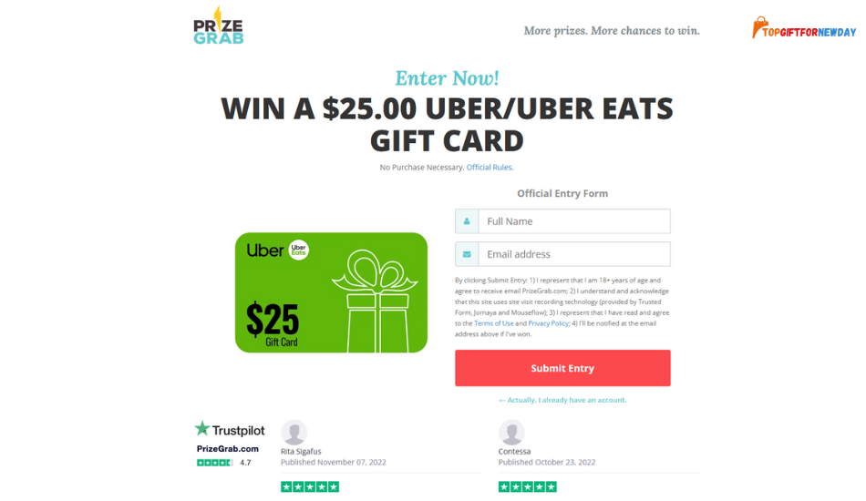 Get Free $25 Uber Eats Gift Card