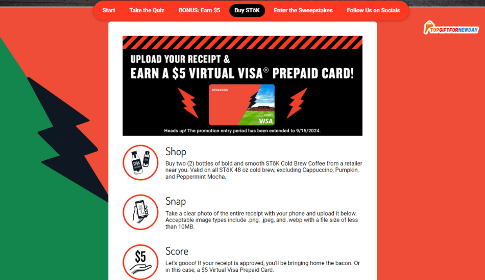 $5 Virtual Visa® Prepaid Card with 2 STōK